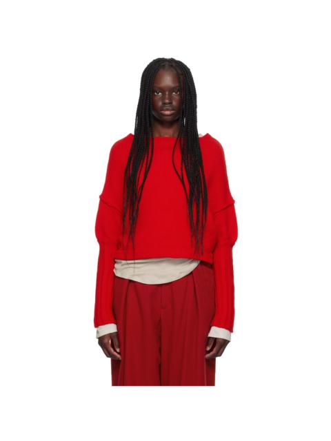 Yohji Yamamoto Red R-Cap Sleeve Sweater