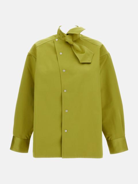 Plan C Duchess satin shirt with an asymmetric scarf collar.
