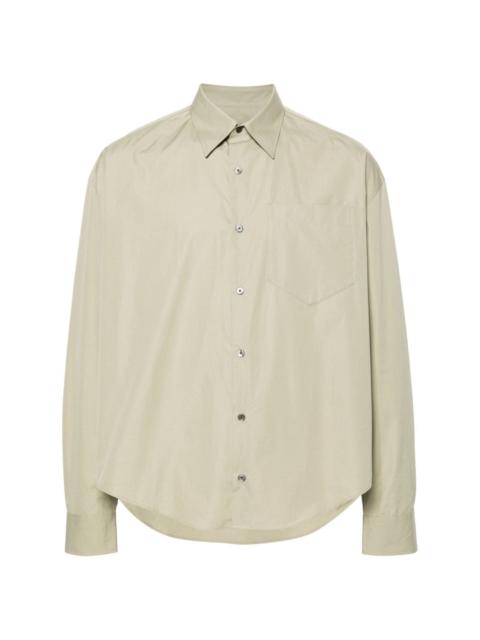 straight-collar cotton shirt