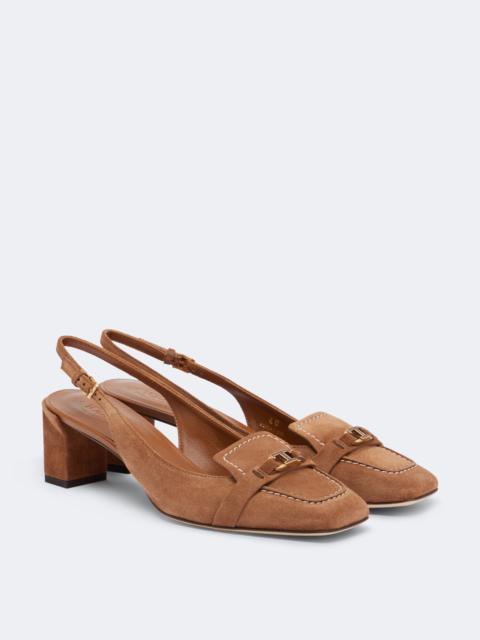 Tod's T Timeless suede slingback pumps