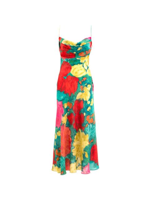 Balmain floral cowl-neck midi dress