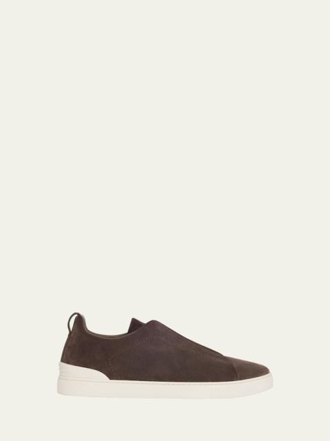 ZEGNA Men's Triple Stitch Suede Sneakers