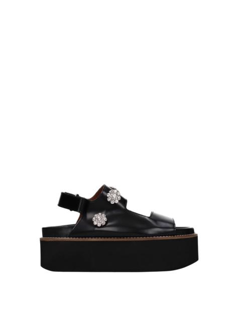 GANNI Sandals Leather Black