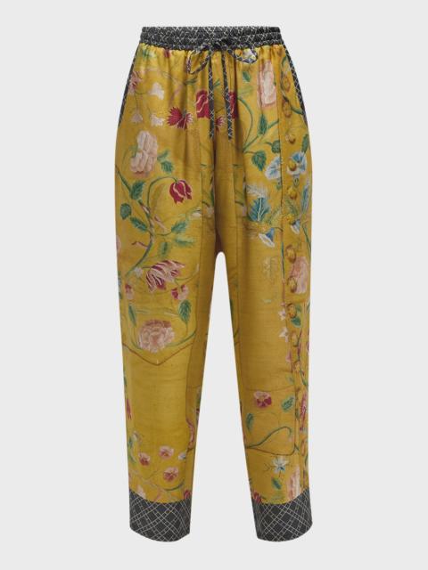 Pierre-Louis Mascia Cropped High-Rise Floral-Print Silk Pants