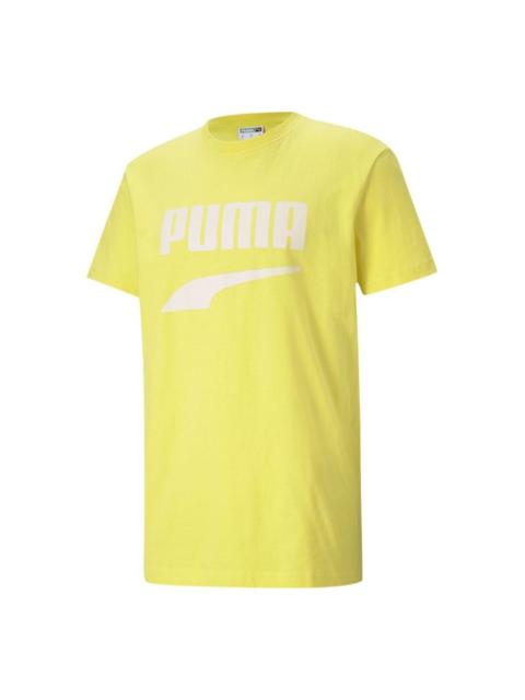 PUMA Printed Round Neck T-Shirt 'Yellow White' 531497-38