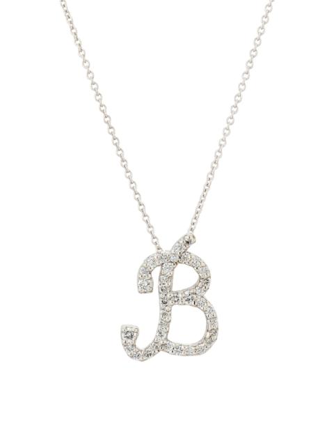 ROBERTO COIN Women's Tiny Treasures Script Initial 18K White Gold, Ruby & 0.24-0.34 TCW Diamond Pendant Necklace