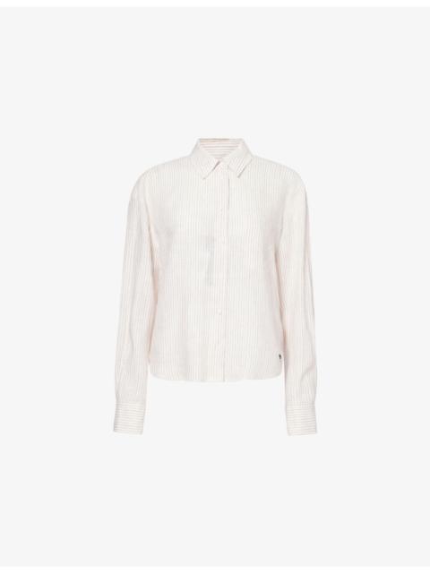 WEEKEND Max Mara Striped Long-Sleeve Linen Shirt