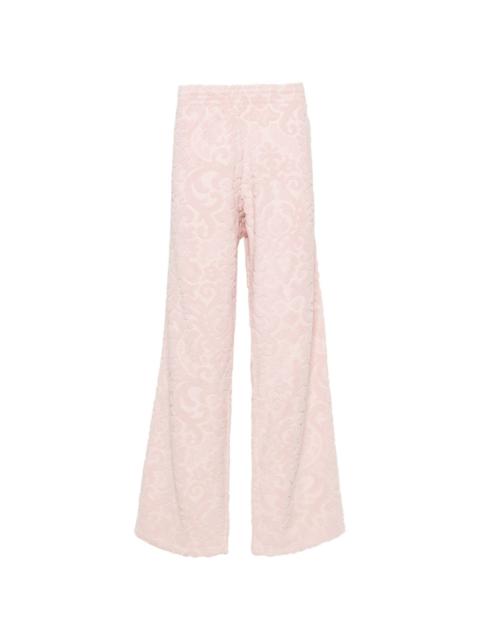 patterned-jacquard towelling trousers