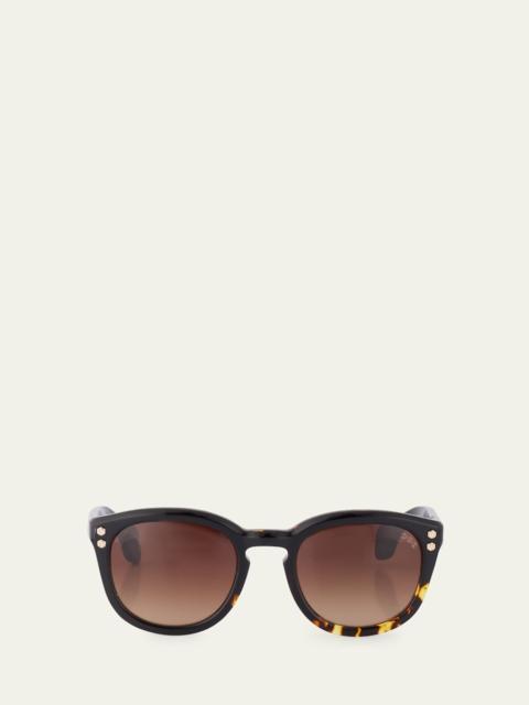HOORSENBUHS® Keyhole Acetate Round Sunglasses