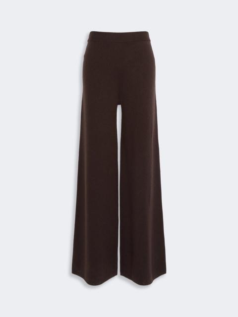 Max Mara TIMORE Wide wool and cashmere yarn trousers - DARK BROWN