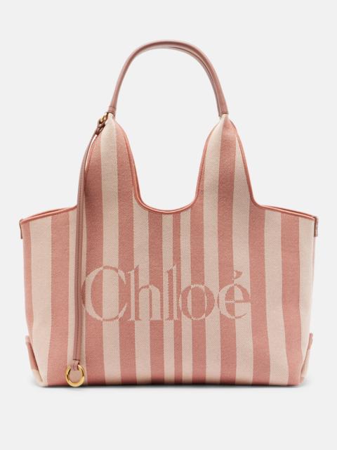 Chloé Chloé Stripy Large logo canvas tote bag