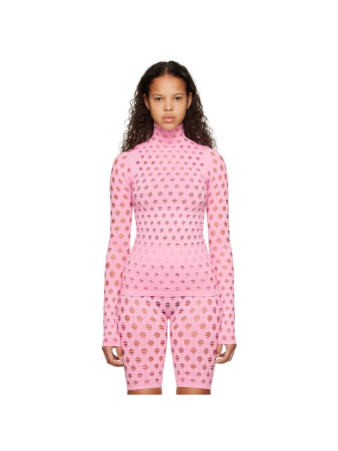 MAISIE WILEN Pink Perforated Turtleneck