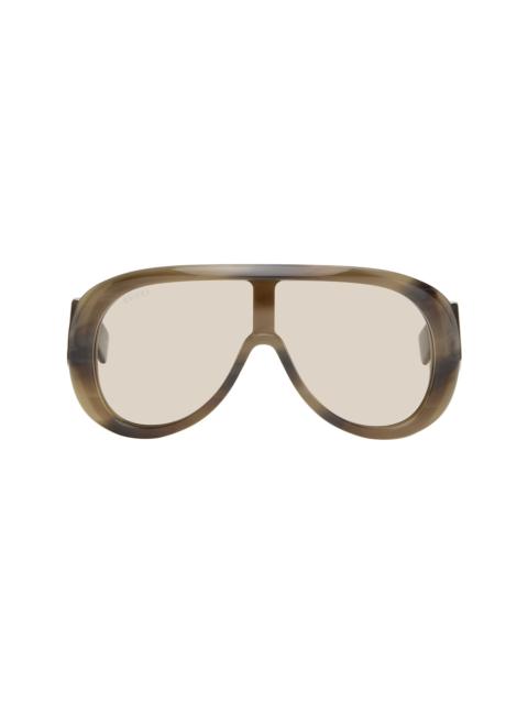 GUCCI Brown Rectangular Frame Sunglasses