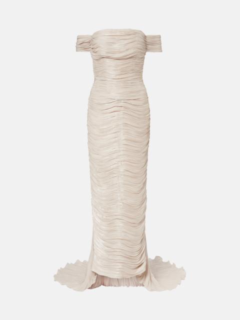 MARMAR HALIM Off-shoulder pleated bustier gown