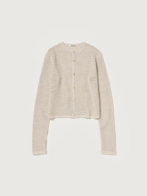AURALEE TUSSAH SILK COTTON MESH KNIT CARDIGAN