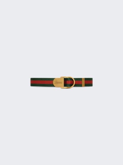 GUCCI Web Wide Belt With Gucci Script Buckle Green And Red