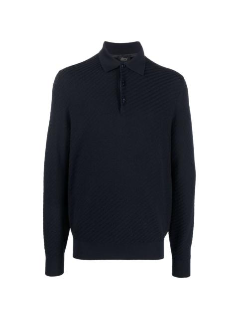 knit long-sleeve polo shirt