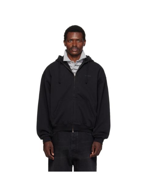 VETEMENTS Black Classic Logo Zip-Up Hoodie