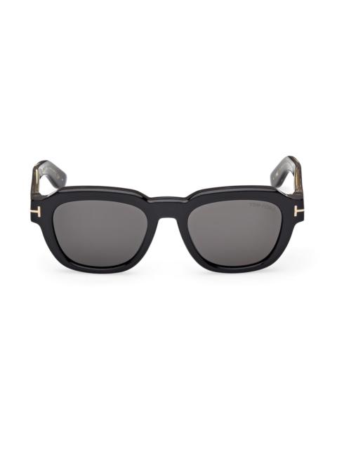 TOM FORD Men's TOM FORD ICON 52MM Rectangular Sunglasses - Black Smoke