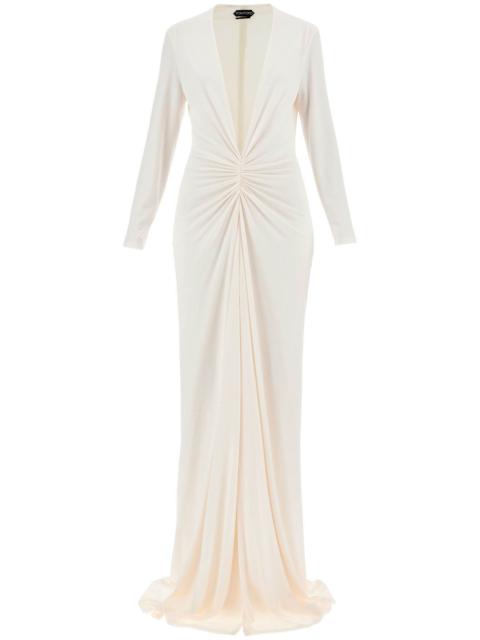 LONG STRETCH JERSEY EVENING DRESS