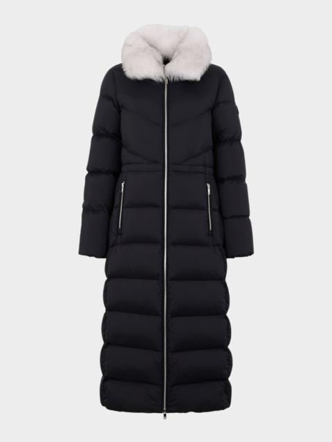 MOOSE KNUCKLES Belle Dune Long Down Puffer Jacket with Removable Shearling Collar