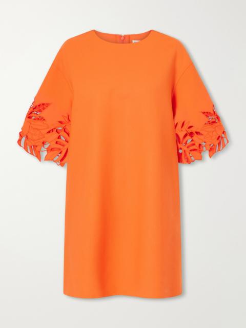 Oscar de la Renta Embroidered Cut-out Wool-blend Mini Dress