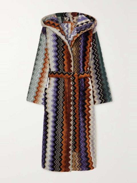 Missoni Giacomo striped hooded belted cotton-terry robe