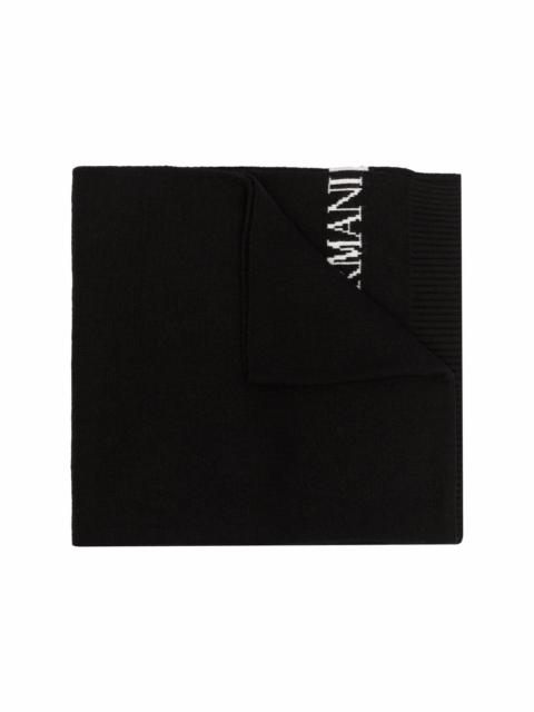 EMPORIO ARMANI intarsia-knit logo scarf