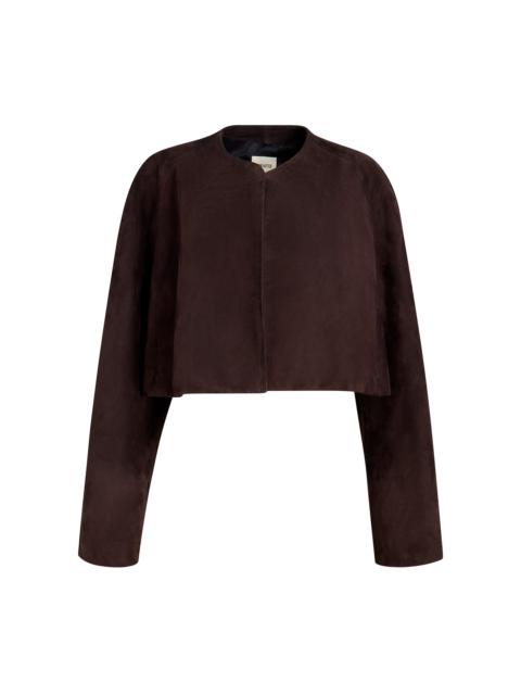 KHAITE Garothy Cropped Suede Jacket brown