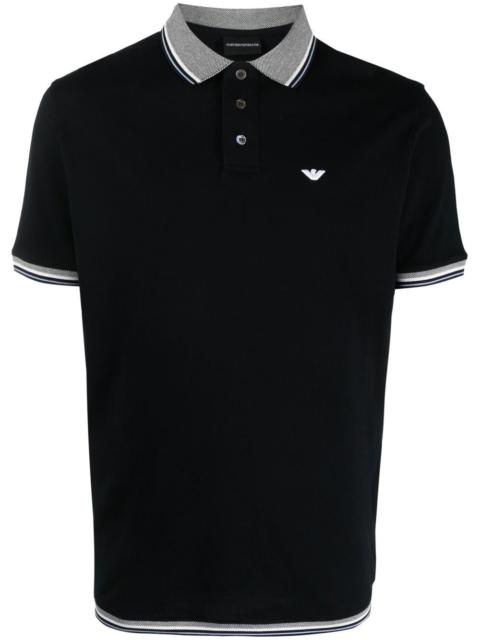 EMPORIO ARMANI logo-embroidered tipped polo shirt