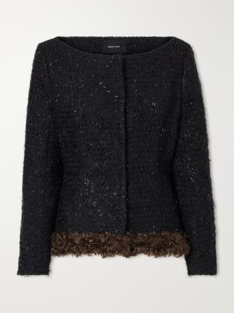 Simone Rocha Plush-trimmed Metallic Tweed Jacket