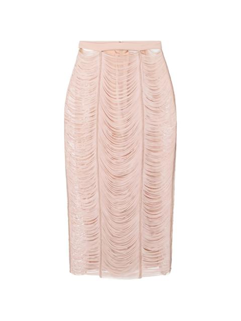 ELISABETTA FRANCHI fringe textured midi skirt