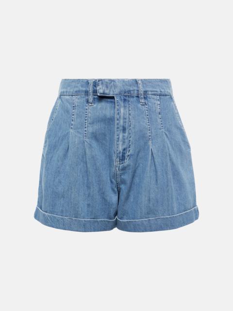 FRAME Pleated denim shorts