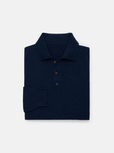 J. PRESS MADE-IN-ITALY CASHMERE LONG SLEEVE POLO - NAVY