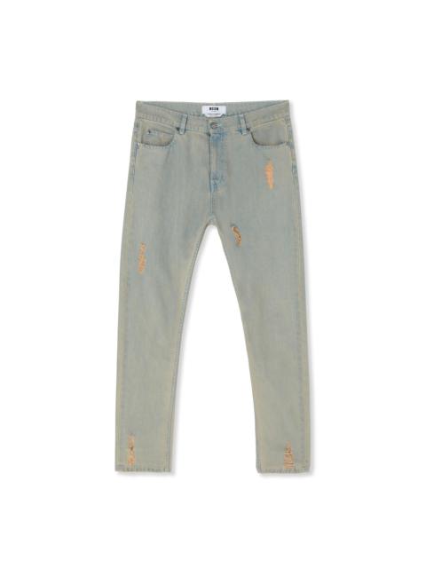 MSGM Light denim pants with tears