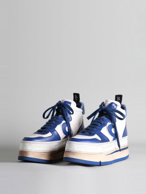 The Riot Leather High Top - Blue and White | R13 Denim Official Site