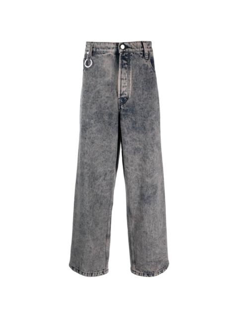 logo-patch organic cotton wide-leg jeans