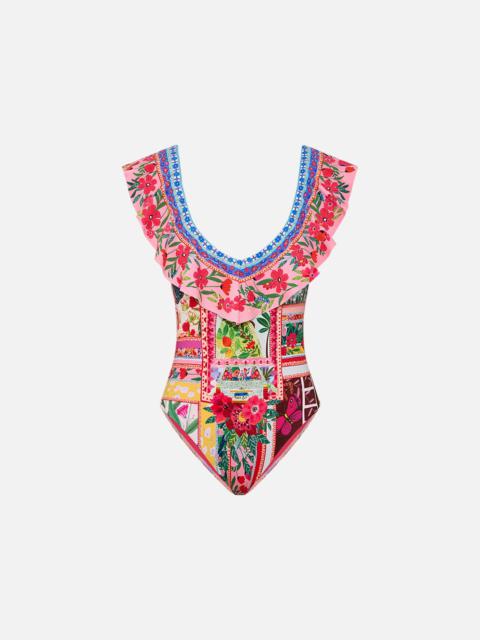 CAMILLA DEEP V FRILL ONE PIECE