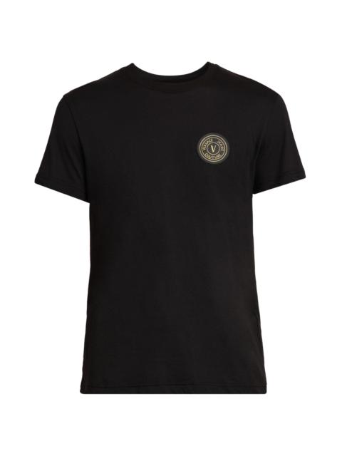 VERSACE JEANS COUTURE Men's Logo Stretch-Cotton Crewneck T-Shirt - Black Gold