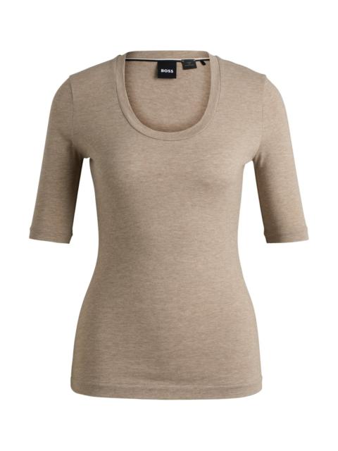 BOSS SCOOP-NECK TOP IN WOOL AND COTTON