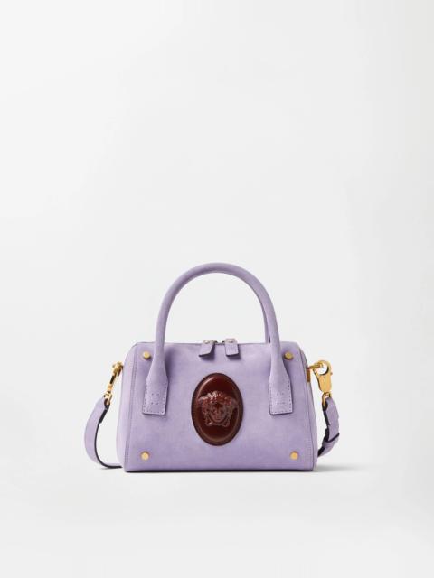 VERSACE Roomy Small Suede Boston Bag