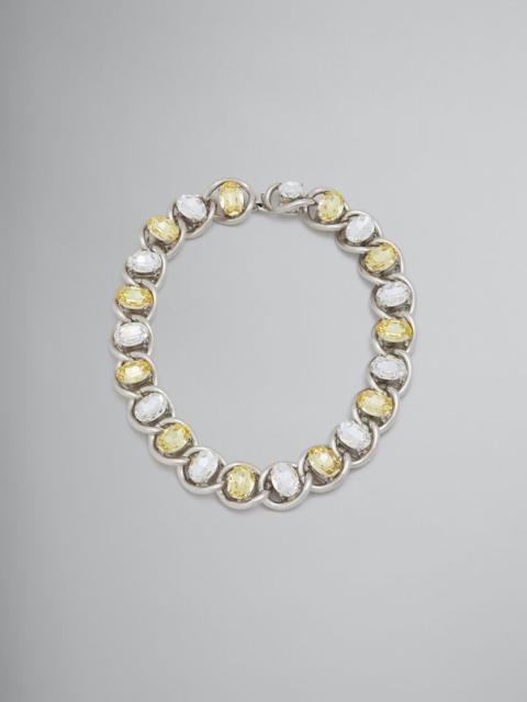CLEAR AND YELLOW RHINESTONE CHUNKY CHAIN NECKLACE