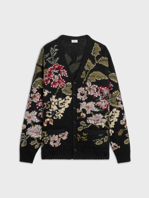 CELINE floral embroidered cardigan in wool