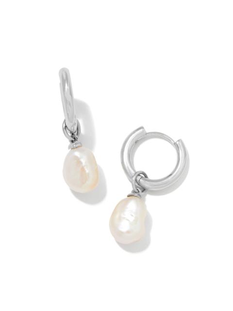 KENDRA SCOTT Willa Convertible Silver Pearl Huggie Earrings