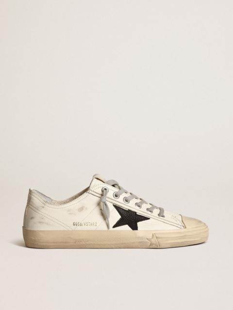 Golden Goose V-Star sneakers in off-white nappa leather with black nubuck star