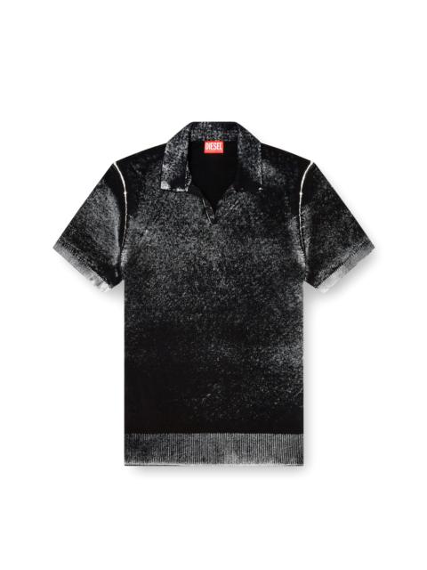Diesel KNIT POLO SHIRT WITH FADED REVERSE PRINT