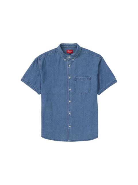 Supreme Supreme Embossed Denim S/S Shirt Blue