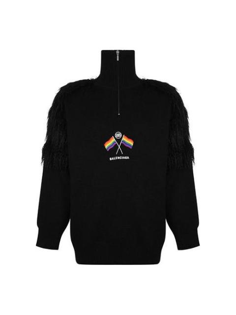 BALENCIAGA Balenciaga LGBTQ Flag Zip Up Turtleneck Sweater 'Black' 543766T17621069