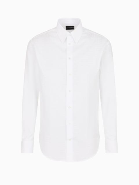 Cotton shirt with a jacquard motif