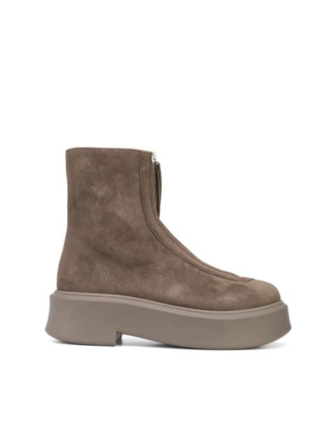 zip-up suede boots